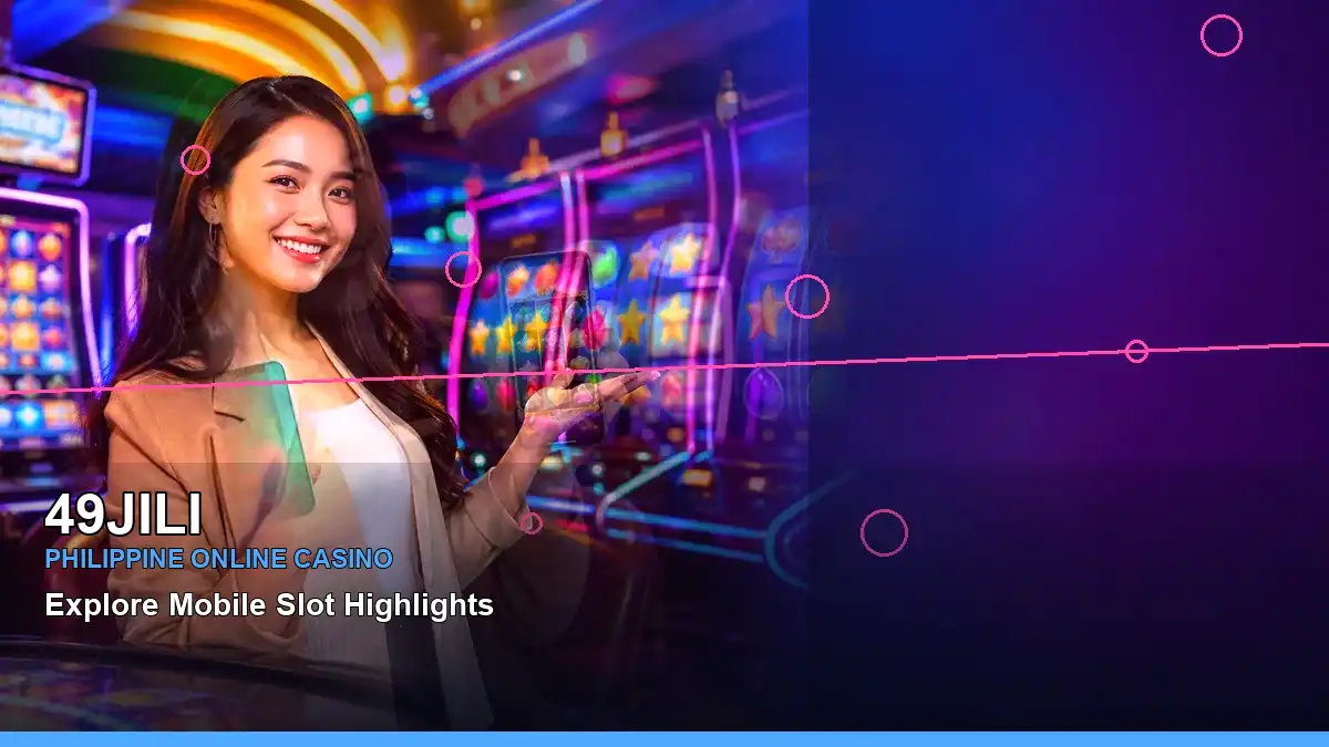 49JILI party online slot games featuring an adult Filipina casino host with a left-framed composition — view 2
