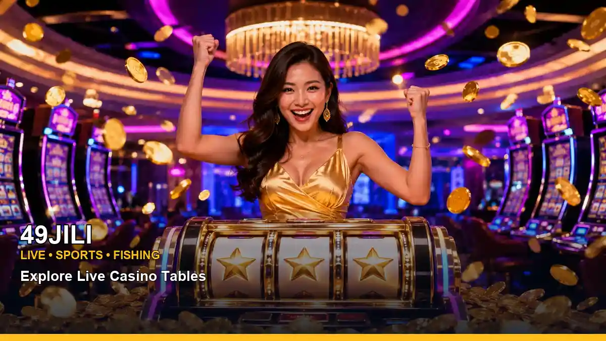49JILI gold-lit jackpot slot games in a celebratory layout for Philippine players